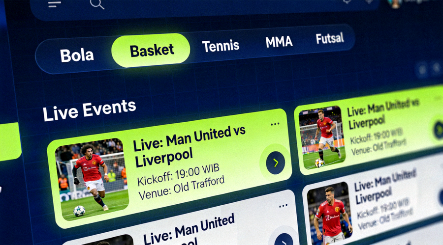 Tampilan dashboard utama platform M88 Msports yang menunjukkan menu olahraga dan live event